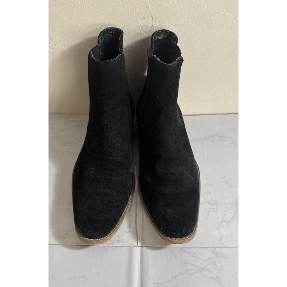 Y2K Style ASOS Men’s 9 Black Suede Cuban Heel Western Chelsea Boots‎ Pointy Toe